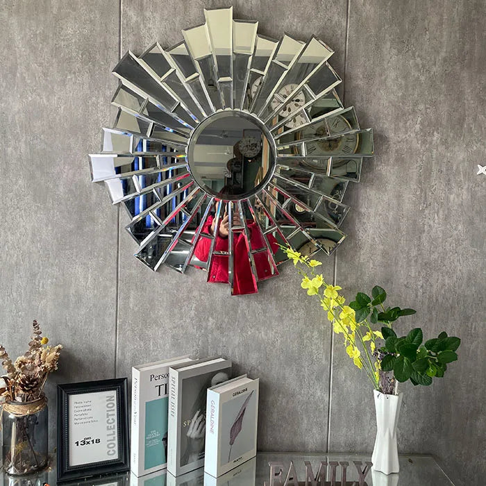 80cm Large Silver Wall Mirror Elegant Modern Living Room Decor