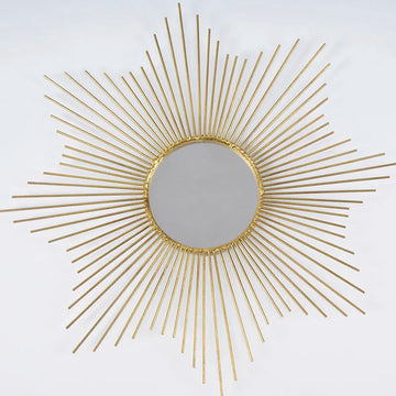 60x60cm Golden Sun Wall Mirror – Modern Luxury Metal Home Decor